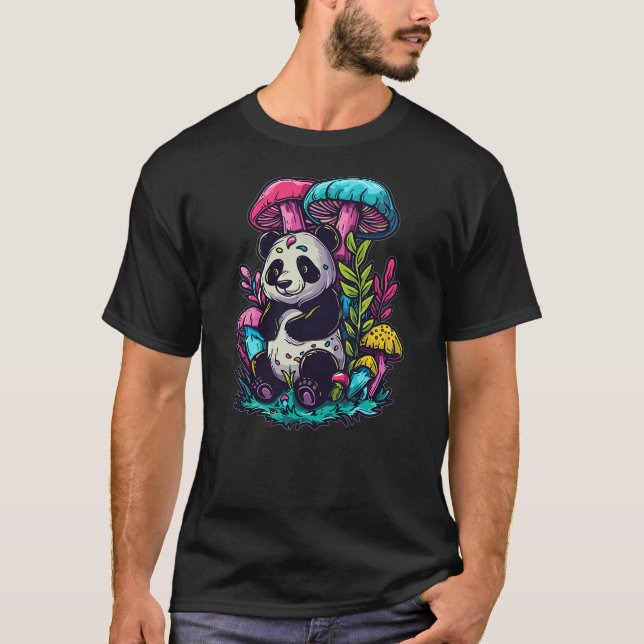 Camiseta Trippy EDM Mushroom Art Party Panda (Frente)