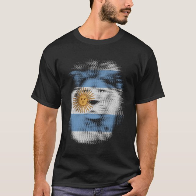 Camiseta Trippy lion Argentina flag EDM raves techno (Frente)