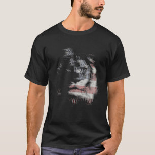 Camiseta Trippy lion EDM raves techno americano flag
