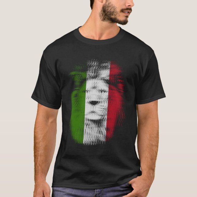 Camiseta Trippy lion Italy flag EDM raves techno mu (Frente)