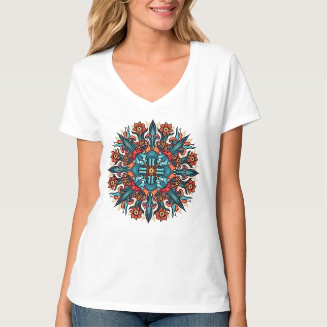 Camiseta Trippy Psychedelic Groovy Mushroom Mandala Eyes (Frente)
