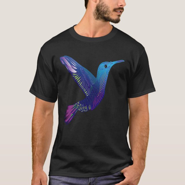 Camiseta Trippy Rainbow Hummingbird Psychedelic Wingrea Cre (Frente)