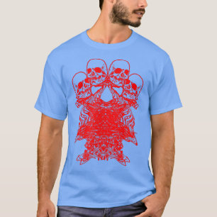 Camiseta Trippy Skeleton Pattern Trippy EBoy EGirl Punk Red
