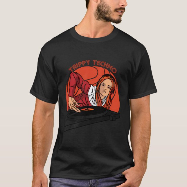 Camiseta Trippy Techno Funny Edm Music Rave Techno Party (Frente)