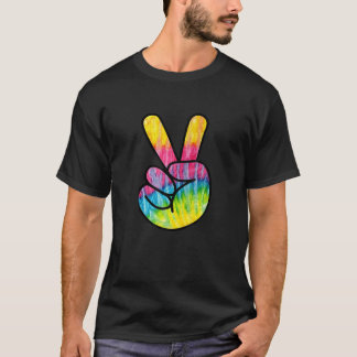 Camiseta Trippy Tye Dye Peace Sign Retro 60 s Hippie T shir