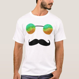 Camiseta Tripster e "Stache (verde e laranja)
