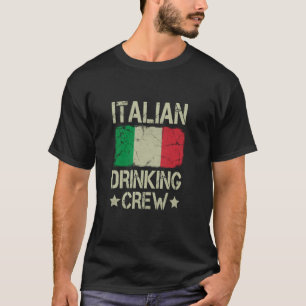 Camiseta Tripulação Bebendo Italiana Bandeira Funny Corresp