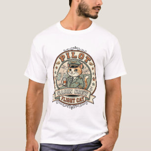 Camiseta Tripulação da Cabine do Piloto Voo Gato Tripulação