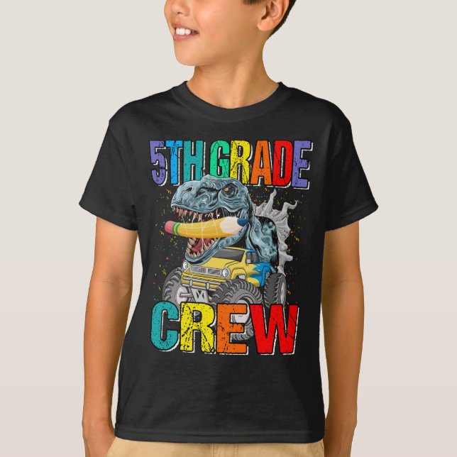 Camiseta Tripulação de 5 Grau Monstro Dinossauro Rapazes T- (Frente)