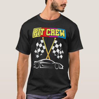 Camiseta Tripulação De Carros De Corrida Com Sinalizadores