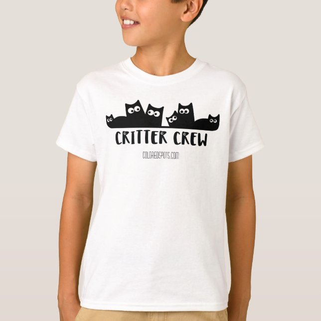 Camiseta Tripulação de Critério - Gatos numa prateleira (Frente)
