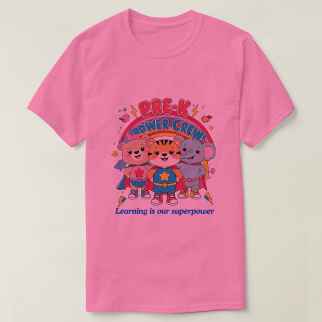 Camiseta Tripulação de Energia Pré-K - Pequena, mas poderos (Frente do Design)