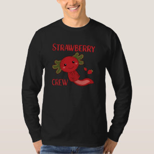 Camiseta Tripulação de Morango Kawaii Axolotl Berry Cute