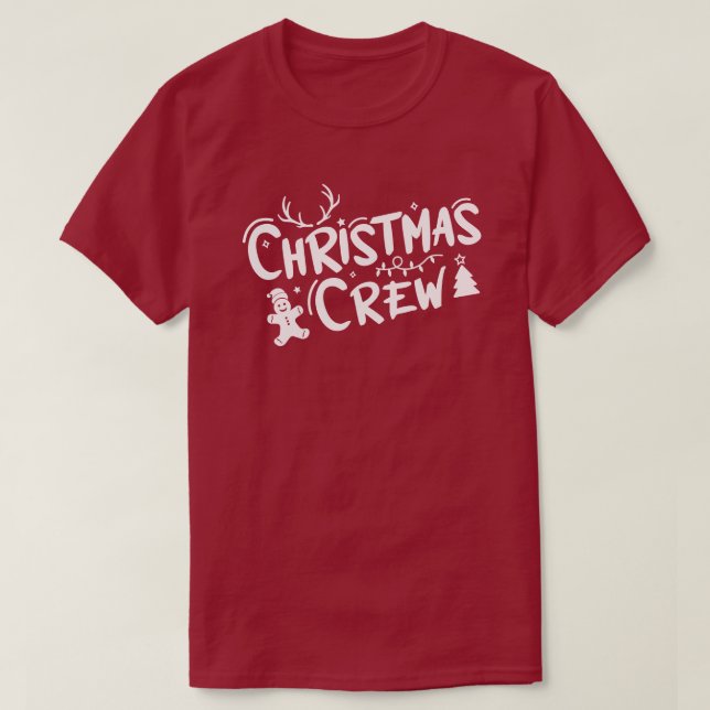 Camiseta Tripulação de Natal em T-Shirt Branco (Frente do Design)