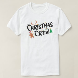 Camiseta Tripulação de Natal em Texto Preto e Multicolorido