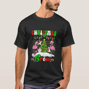 Camiseta Tripulação de Natal Flamingo Ghost Pine Tree Xmas