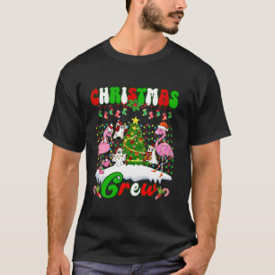 Camiseta Tripulação de Natal Flamingo Ghost Pine Tree Xmas