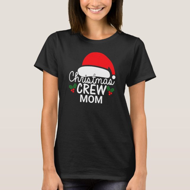 Camiseta Tripulação de Natal Personalizada Mãe Santa Hat Fa (Frente)