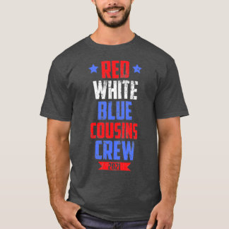 Camiseta Tripulação de Primo Azul Branco Vermelho, 4 de jul