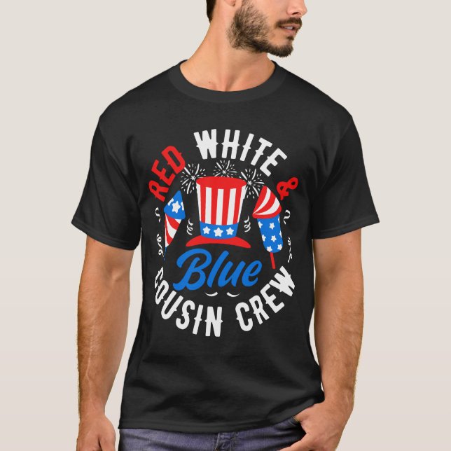 Camiseta Tripulação De Primo Vermelho Branco E Azul 4 De Ju (Frente)