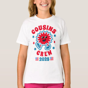Camiseta Tripulação de primos vermelhos branco e azul 4 de