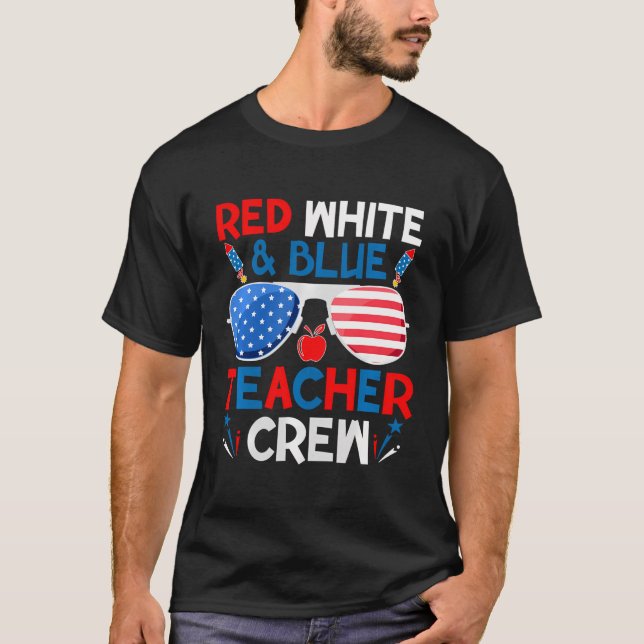 Camiseta Tripulação De Professores Vermelho Branco E Azul 4 (Frente)