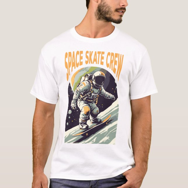 Camiseta Tripulação de Skate de Espaço (Frente)