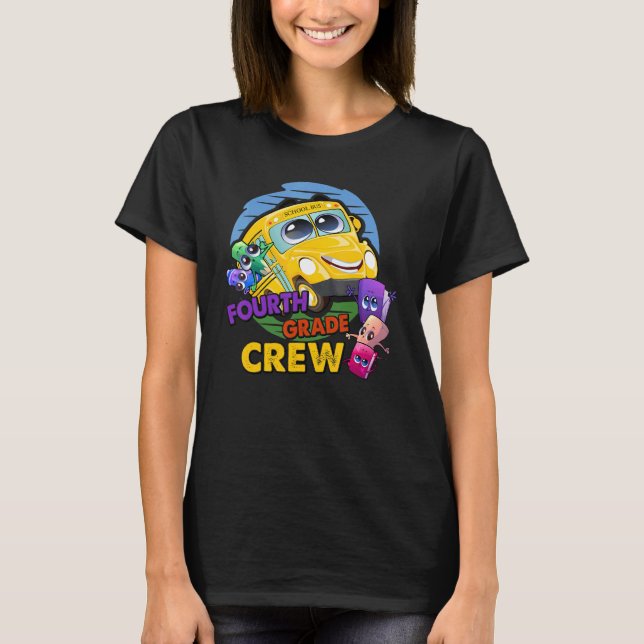 Camiseta Tripulação do 4º ano Ônibus Escolar Professora Bus (Frente)