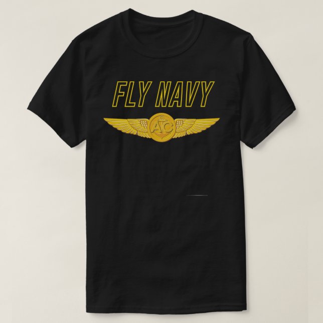 Camiseta Tripulação Naval Marinho de Asas Aircrewman Wings  (Frente do Design)