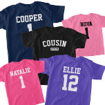 Camiseta Tripulação Personalizada Personalizada com Nome<br><div class="desc">Celebrar a unidade familiar com a "Tripulação Personalizada de Primos Personalizada com o Nome T-Shirt." Perfeito para qualquer ocasião, essas camisas de primos personalizados são um dom fantástico para os netos, reunindo todos em estilo. Cada camisa pode ser personalizada com nomes e idades das crianças, fazer-as ideais para reuniões familiares,...</div>
