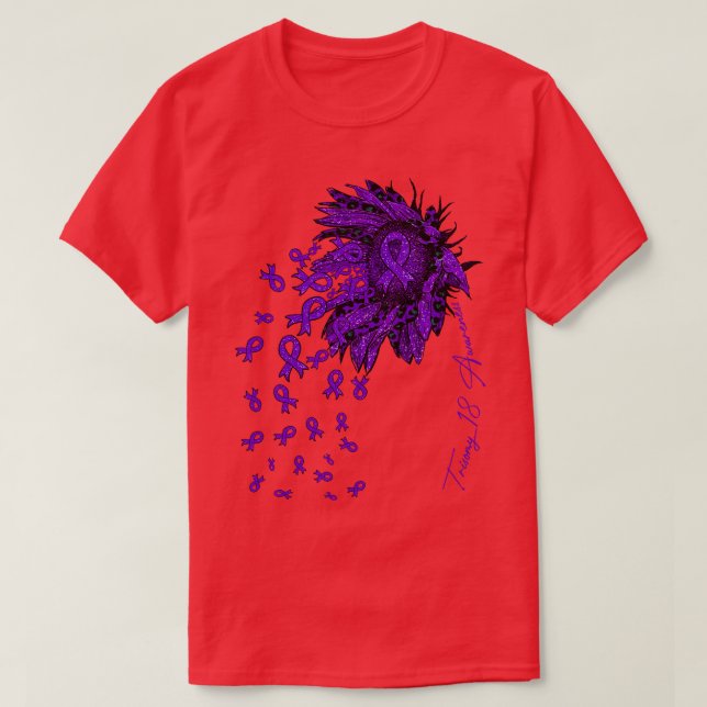 Camiseta Trisomia 18 Sensibilização Flores de fita de giras (Frente do Design)
