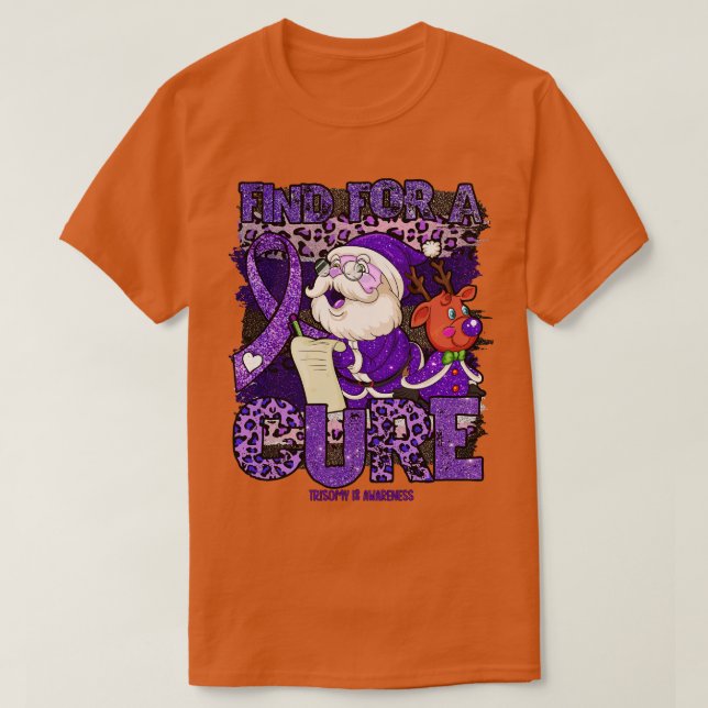 Camiseta Trisomia 18 Sensibilização para o Natal leopardo c (Frente do Design)