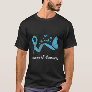 Camiseta Trisomy 18 Awareness With Light Blue Ribbon Triso