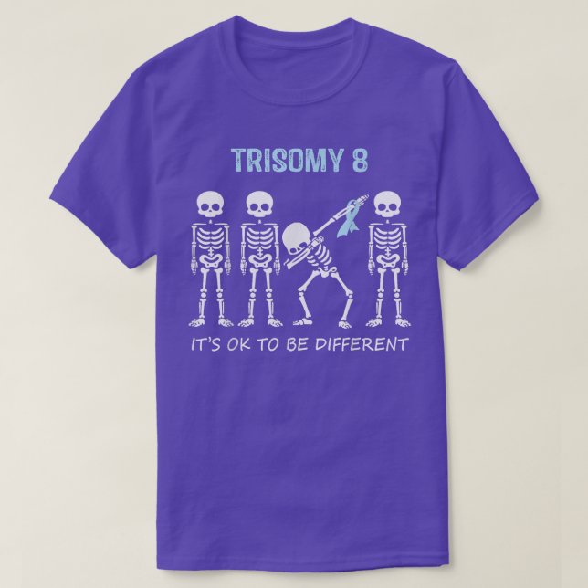 Camiseta Trisomy 8 Shirt Dabbing Skeleton Tudo bem ser Dif (Frente do Design)