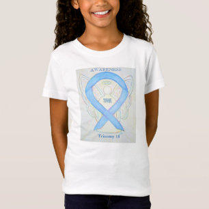 Camiseta Trissomia 18 Azul Sensibilização Fita Anjo Camis