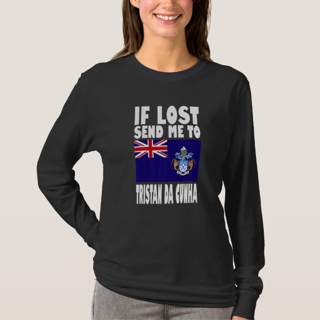 Camiseta Tristan Da Cunha Flag Design  If lost send me to T (Frente)