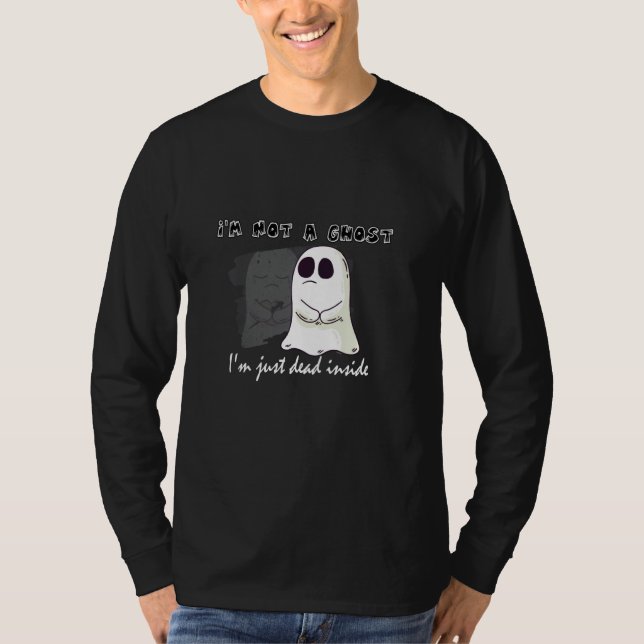 Camiseta Triste Halloween Não É Um Fantasma Mas Morto Boo P (Frente)