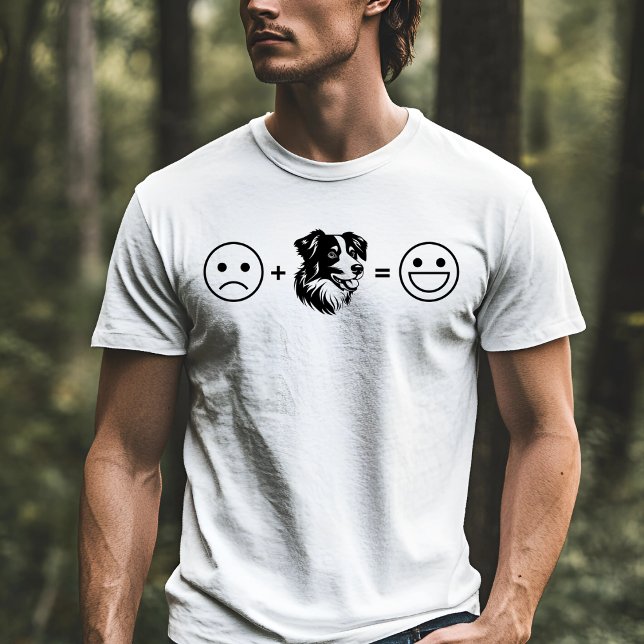 Camiseta Triste + Pastor Australiano = Feliz (Criador carregado)