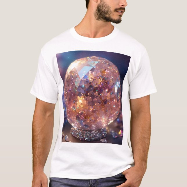 Camiseta Triturador de cristais planetas brilhando prateado (Frente)