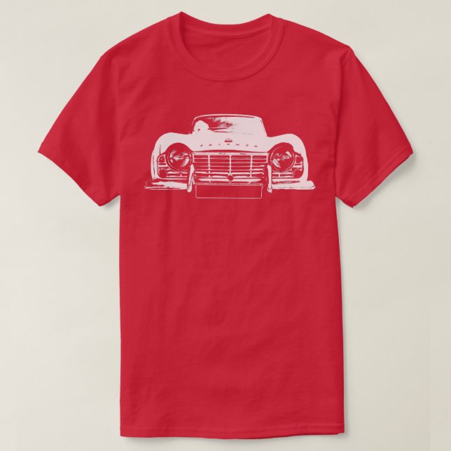 Camiseta Triumph TR4, carro clássico britânico branco Longa (Frente do Design)
