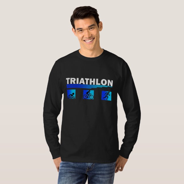 Camiseta Triumph Triathlon: Navegando na Natação, bicicleta (Frente Completa)