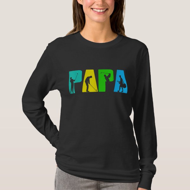 Camiseta Trô Golfe Papa Golfer. Presentes De Golfe Para Pai (Frente)