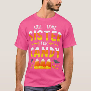 Camiseta Trocará Irmã Por Truque Ou Trea De Candy Halloween