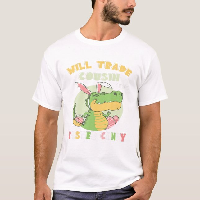 Camiseta Trocará Prima Para Páscoa Dinossauro T Rex (Frente)