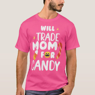 Camiseta Trocarei a Mamãe por Doces Piada Combinando Hallow