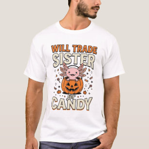 Camiseta Trocarei Irmã por Doce Axolote Dia das Bruxas Dese