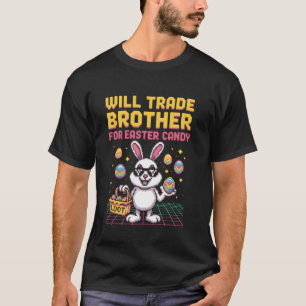 Camiseta Trocarei Irmão Por Doce Retro Gamer Dia de Páscoa