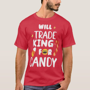 Camiseta Trocarei Rei Por Doces Engraçado Casal de Hallowee