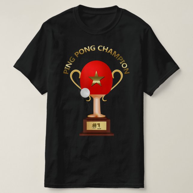 Camiseta Troféu de campeão de pinos de Tênis mesa (Frente do Design)
