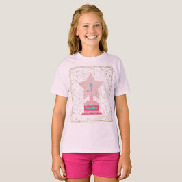 Camiseta Troféu Rosa Teal Estrela Girly Modern Volta à esco